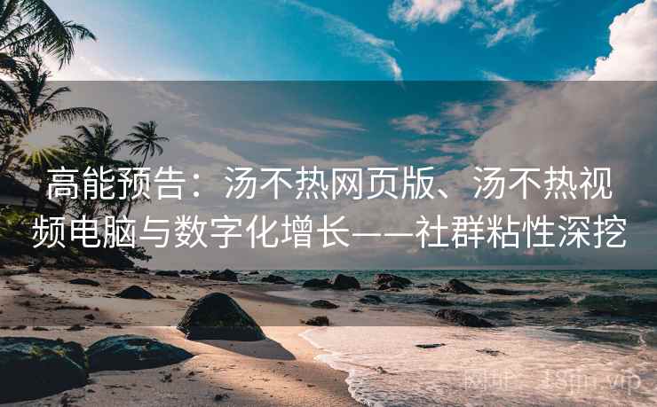高能预告：汤不热网页版、汤不热视频电脑与数字化增长——社群粘性深挖