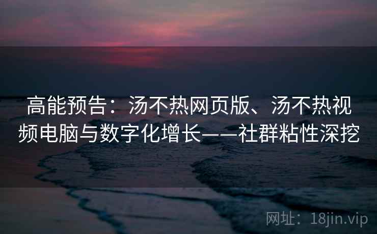 高能预告：汤不热网页版、汤不热视频电脑与数字化增长——社群粘性深挖