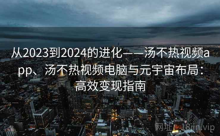 从2023到2024的进化——汤不热视频app、汤不热视频电脑与元宇宙布局：高效变现指南