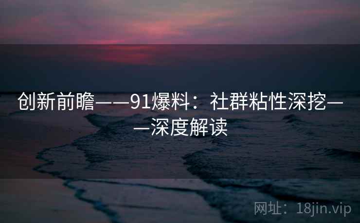 创新前瞻——91爆料：社群粘性深挖——深度解读