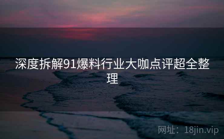 深度拆解91爆料行业大咖点评超全整理